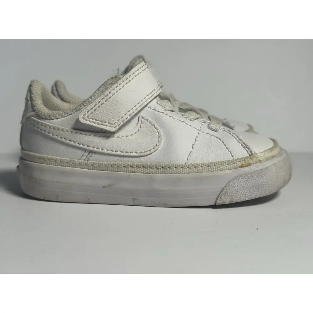 Nike Court Borough Low 2 TDV White Hook Loop Toddler Shoes Size 6C DA5382-104